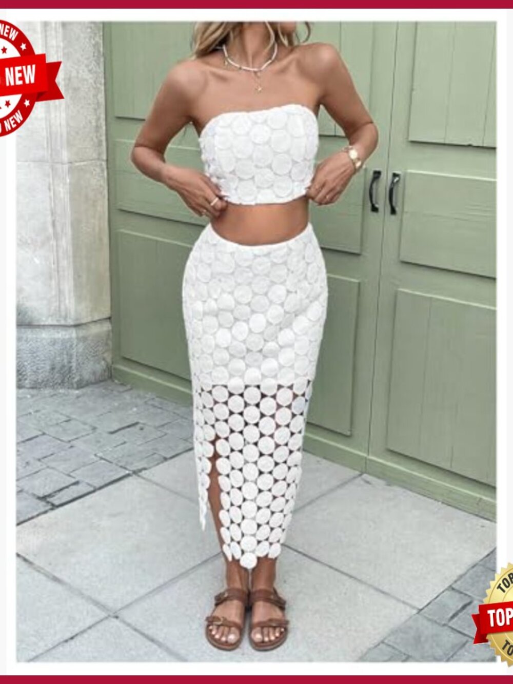 Summer 2 Piece Set Tie Back Crop Tube Top Maxi Skirt Vacation Outfit - Picture 5 of 5